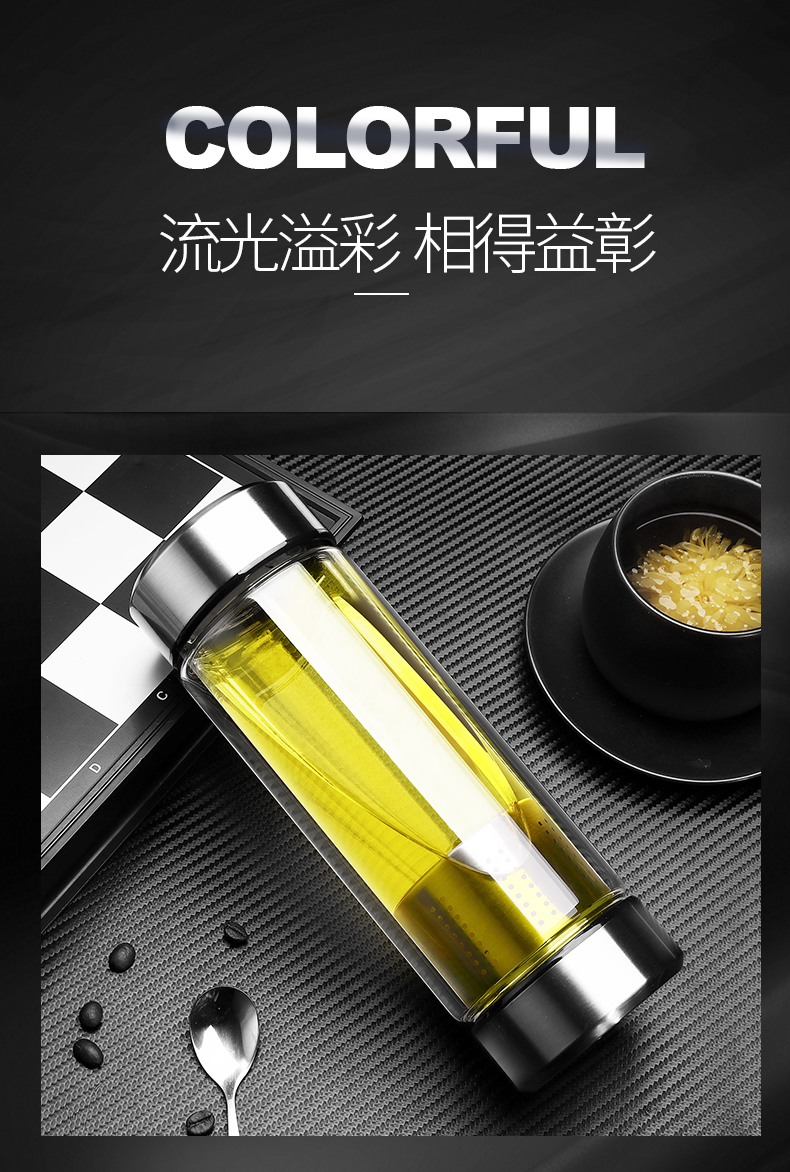 Cốc tách trà hai đầu tách trà có nắp lọc nam dung tích lớn ly uống sáng tạo - Tách bình đựng nước inox