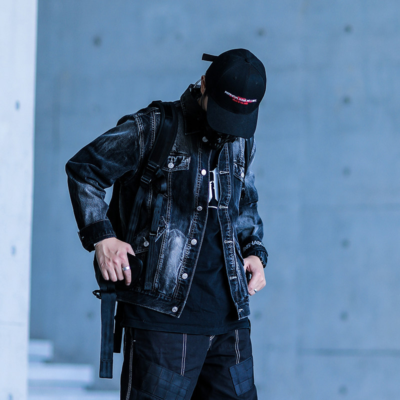 ENSHADOWER concealer autumn and winter national tide heavy industry washed denim jacket men's loose jacket men's short top