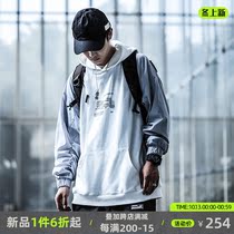 ENSHADOWER concealed person heterogeneous stitching hooded sweater casual autumn and winter loose hoodie top