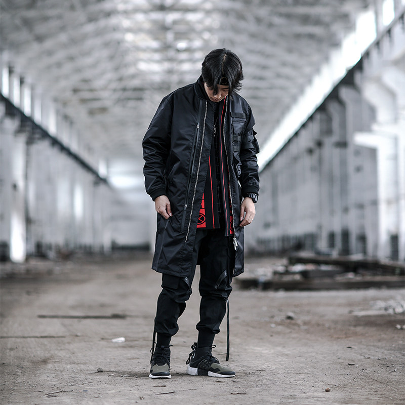 ENSHADOWER concealer tide brand functional long version men's coat waterproof multi-zipper air force jacket windbreaker men