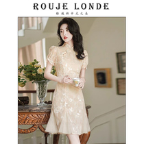 ROUJE LONDE (designer) new Chinese embroidery improved cheongsam womens summer chiffon dress
