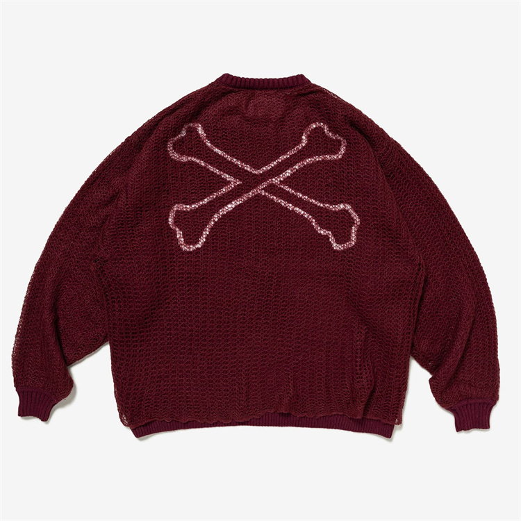 国仓WTAPS BR/SWEATER/ACRYLIC.X3.0 骨头镂空圆领毛衣23AW 11/9