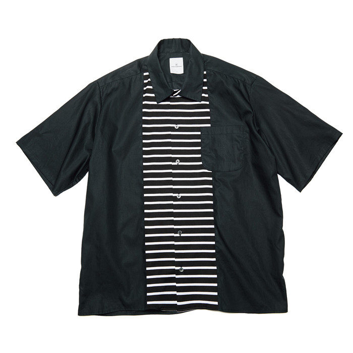 Ue s s Border Paneled Regular collar stripe splicing shirt 22SS