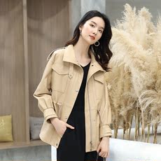 Кожаная куртка 海宁真皮皮衣女中长款2020春秋新款绵羊皮夹克收腰韩版机车服外套