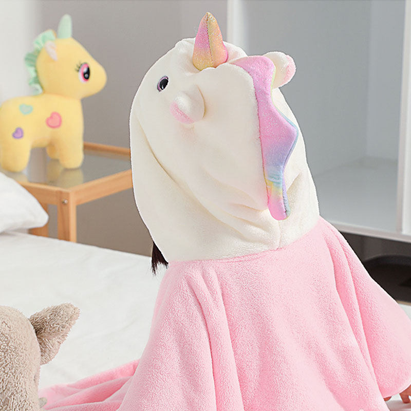 Children's bathing bathing water absorbent quick-drying super soft coral fleece bath towel for boys and girls cartoon shape Cape cloak cover blanket