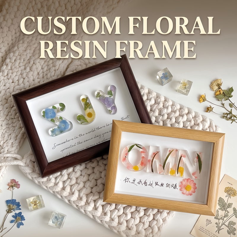 Meaningful | Epoxy Resin Photo Frame DIY Handmade Couple and Best Friend Name Letter Ornament Birthday Commemorative Valentine's Day Gift.