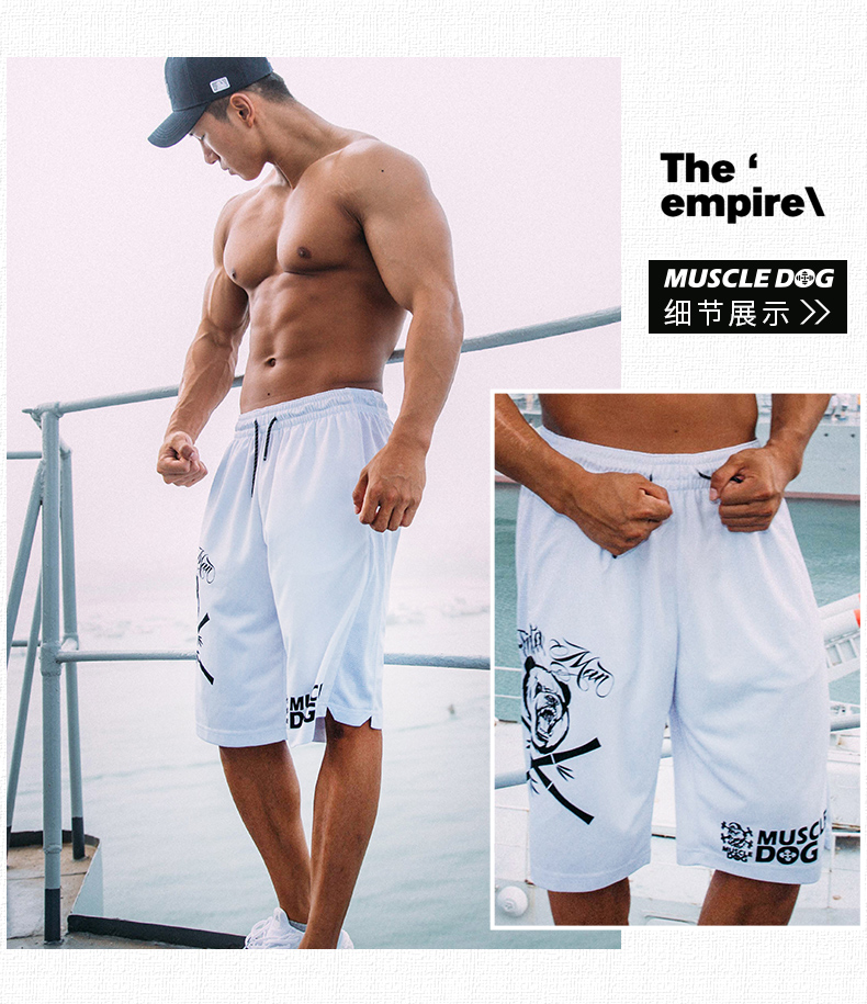 Muscledog Cơ bắp Chó thể thao Quần short nam Summer Tide Thương hiệu Panda Bears Thư giãn Thể dục Đào tạo Quần âu - Quần thể thao quần chạy bộ