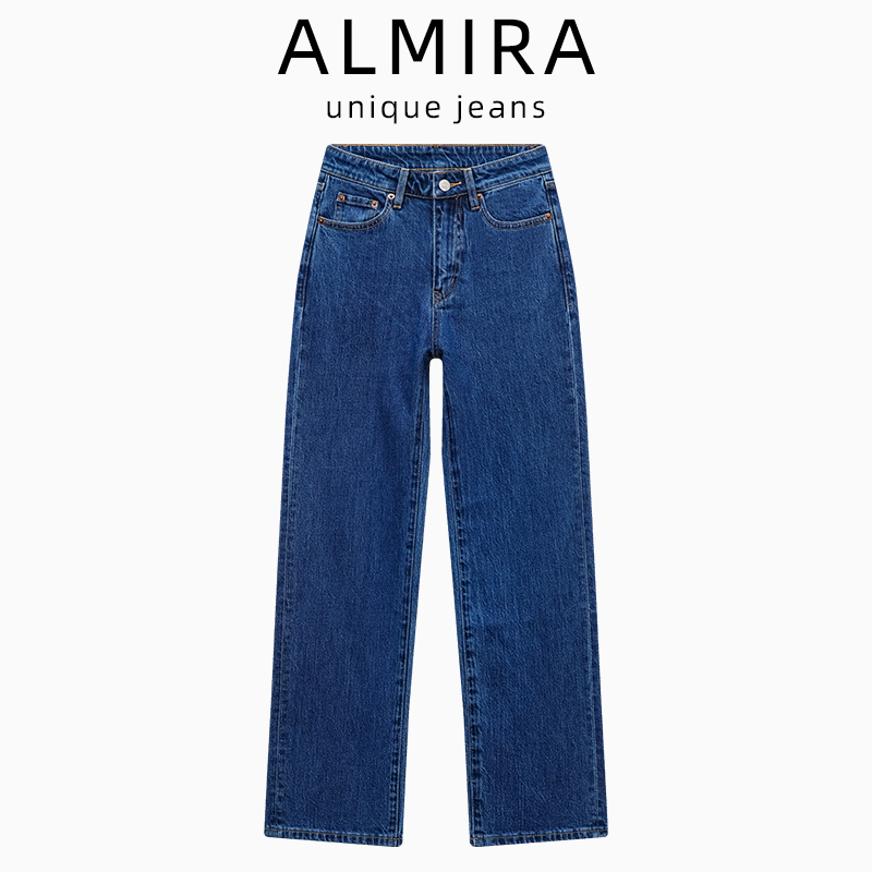 Slimming and Versatile~ Narrow Straight-Leg Jeans for Women, Summer and Autumn, High-Waisted, Dark Blue, Workwear, Slimming and Long Pants Slimming and Versatile~ Narrow Straight-Leg Jeans for Women, Summer and Autumn, High-Waisted, Dark Blue, Workwear, Slimming and Long Pants
