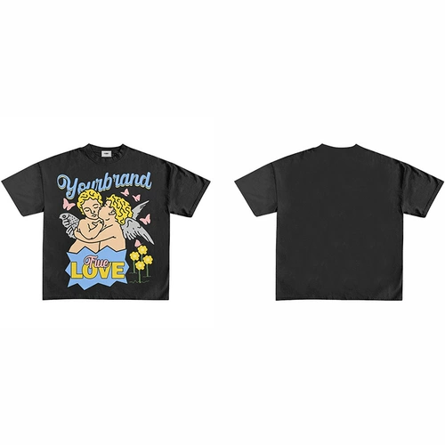 Хлопковая футболка с коротким рукавом, 260 грамм, в американском стиле