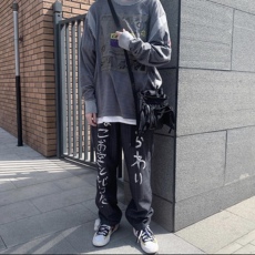 Старинное пальто c.e life cavempt水洗日系条纹贴布圆领宽松男女同款长袖套头潮