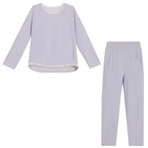 Aimu 24AW seaweed sleepwear womens round neck long-sleeved trousers split pajamas home wear set AM46A281