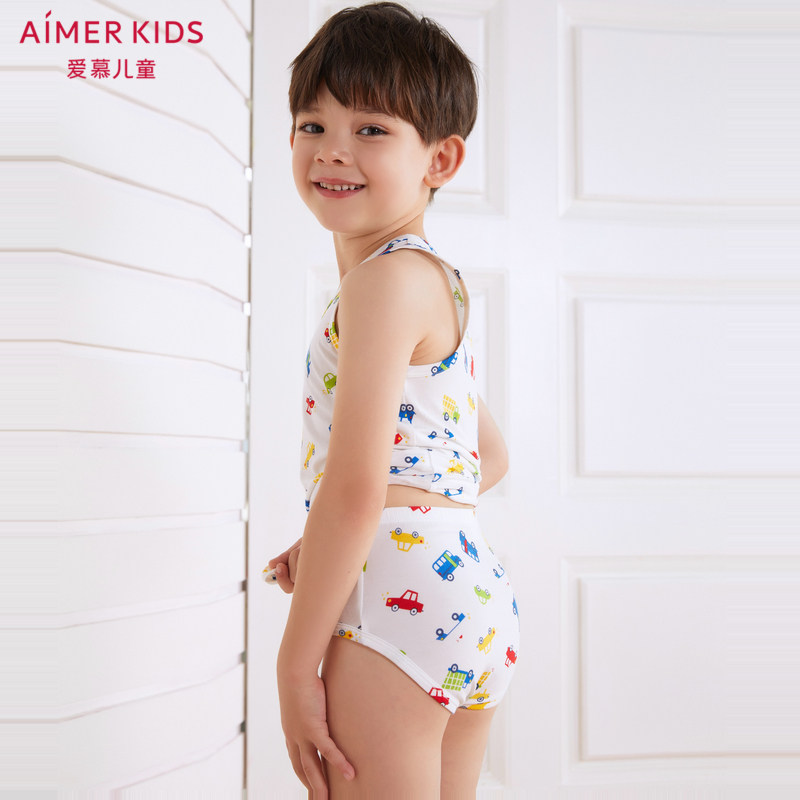 Aimer Kids love children angel pants MODAL printed boy mid-waist briefs