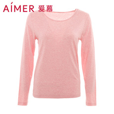 теплая пижама 【牛奶系】aimer爱慕黑科技保暖内衣女上衣薄打底秋衣am722151