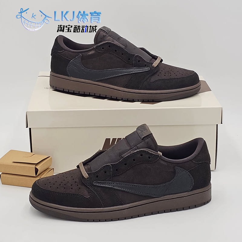 Air Jordan 1 Low Aj1 Ts Collaboration Reverse Swoosh 9.0 Black Brown Velvet Mocha Dm7866-202 Air Jordan 1 Low Aj1 Ts Collaboration Reverse Swoosh 9.0 Black Brown Velvet Mocha Dm7866-202