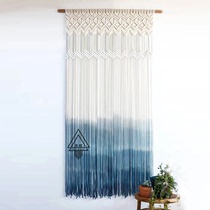 (Ullan Coast) Blue Gradient Dyed Tapestry Semi-Shading Door Curtain Partition Flow Suades Pure Cotton Cord Curtain Trim