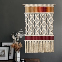 (Qiuqiu) The National Year of the Wind is more than one year old Living room Xuanguan Woven Wood Beads Red red tapestry hanging tapestry Woven Tapestry
