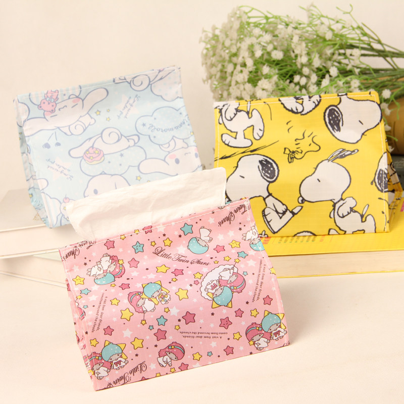 Cloth Art Waterproof Tissue Kit Cute Cartoon Extraction Type Sanitary Paper Tissue Bag Creative On-board Home Sanitary Paper Towels