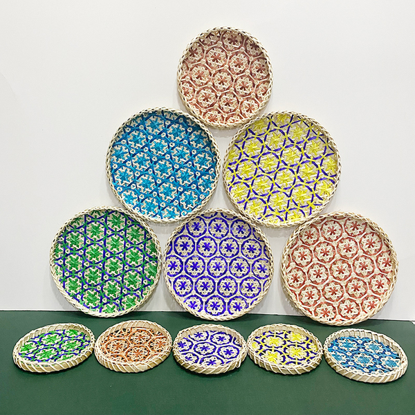 Handmade Bamboo Baskets, Finely Woven Bamboo Sieves, Bamboo Fruit Baskets, Snack Trays, Household Weaving Crafts, Round Bamboo Baskets