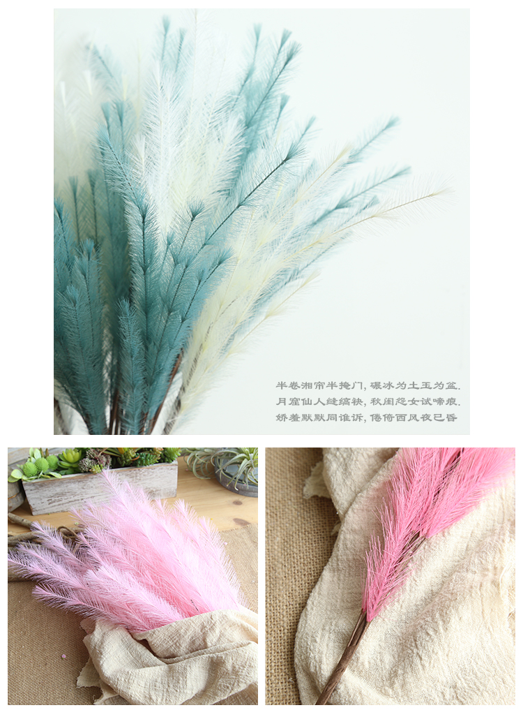 Hoa Dream Valley Hoa nhân tạo Hoa cỏ Fury Trang trí nội thất Trang trí đám cưới Hoa giả lau sậy Hoa phù hợp với lá - Hoa nhân tạo / Cây / Trái cây hoa tử đằng giả