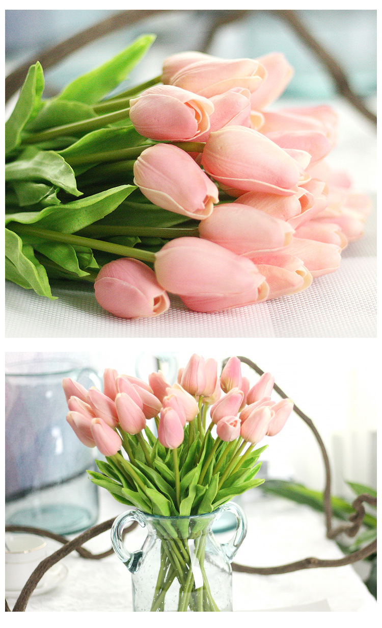 Hoa Dream Valley 10 Mini Tulips Mô phỏng Bó hoa Mô phỏng Trang trí Nhà Thủ công Trang trí - Hoa nhân tạo / Cây / Trái cây bình hoa hồng giả đẹp