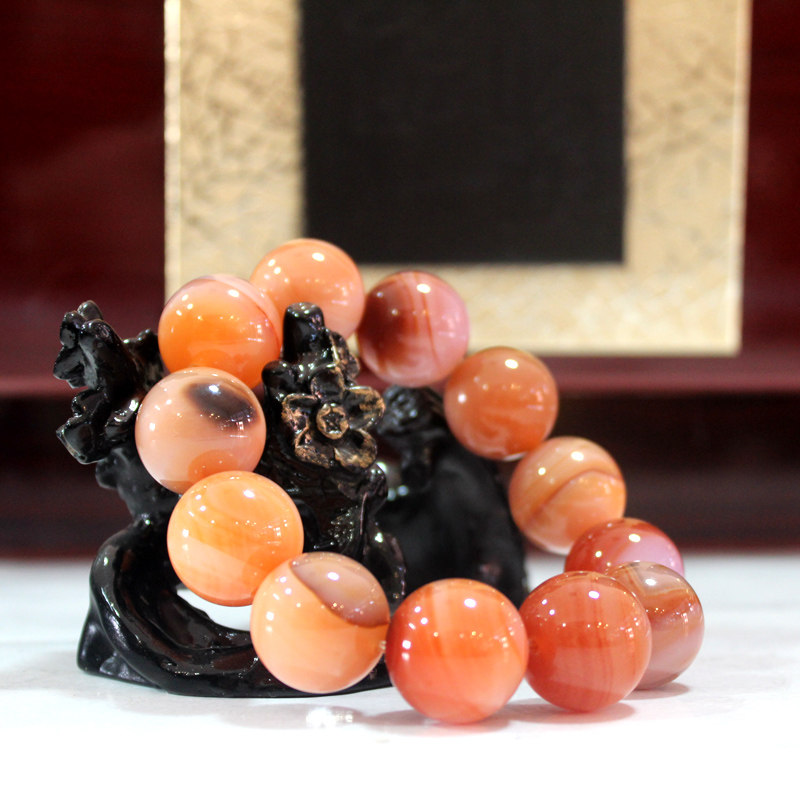 Men's natural flowers Manau red hand refiner Enlarged Beads Birthday Gift Korean prints Hand Drain Crystal Hand Lotus