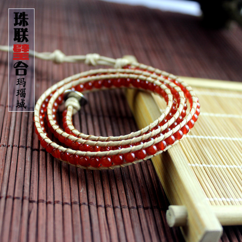 Original Fuxin natural agate blue turquoise stone handmade DIY 108 pieces of hand-haired hair accessories for women with multiple circles