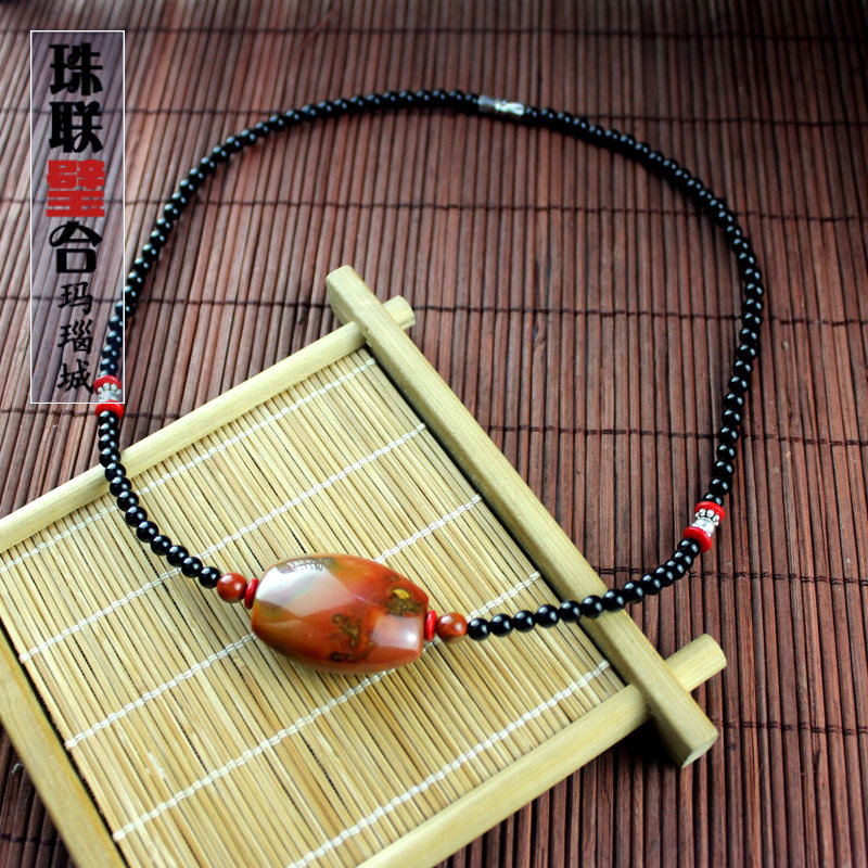 Fuxin Ancient Xuanhua Warring States Red Les Barrel Beads Transfer Necklace Sweater Women's Jewelry Wenwen
