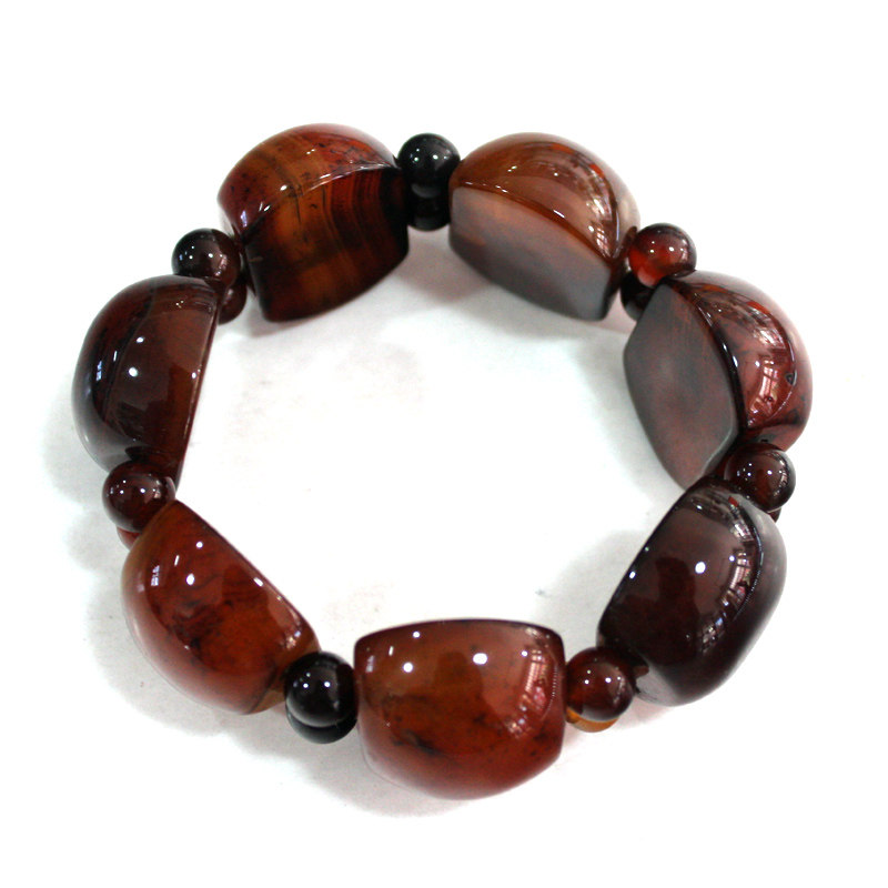 Retro natural agate fantasy half-circle half-section men's homemade jewelry hand-shaped hand row men's hand string gift
