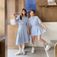 Комплект, летняя рубашка, юбка в складку, имитация рубашки, большой размер