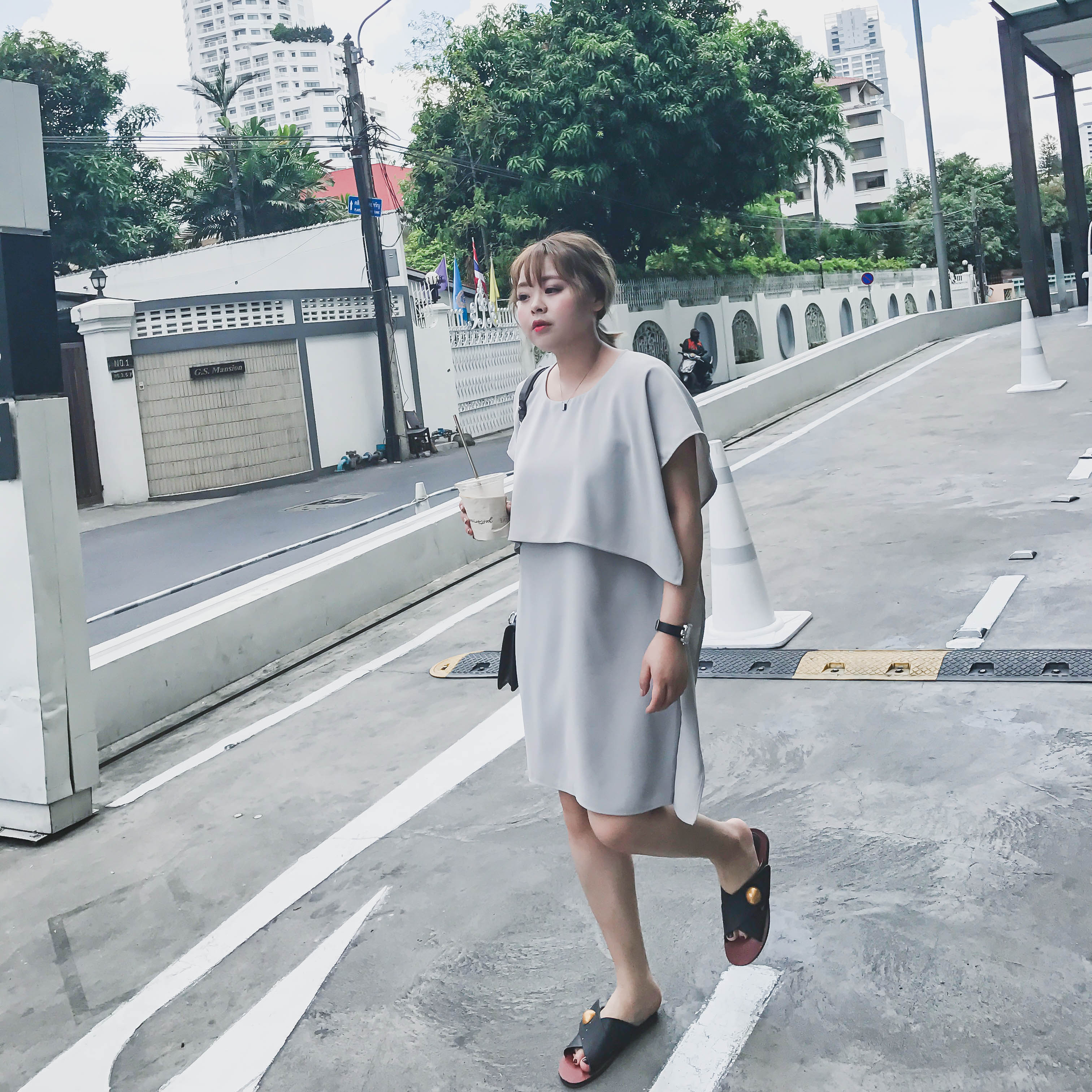 晶咕定制假两件显瘦连衣裙女装夏装2017新款韩版雪纺chic韩风裙子
