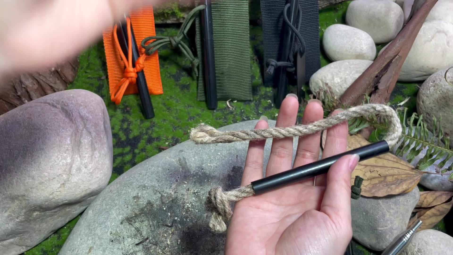 Waterproof Aluminum Tube Fire Bellow Wax Rope Jute Tinder Wick For Fire