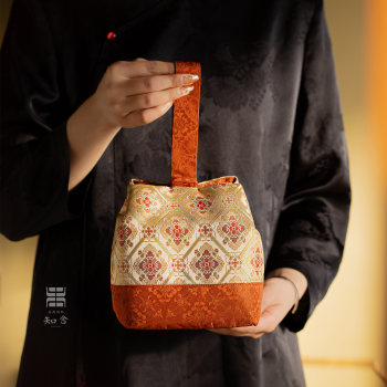 Zhishe ruyi diamond pattern brocade pot bag new chinese style retro storage master cup tea set fabric art