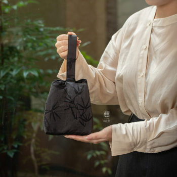 Zhishe xiangyunsha ink bamboo pot bag traditional handmade fabric original tea set storage thickened portable fabric bag