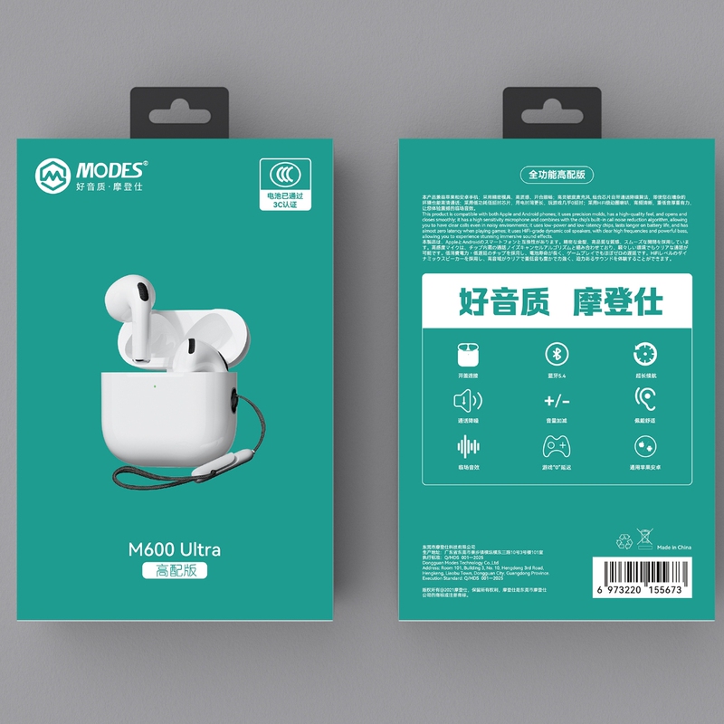 Authentic Modes/Modeshi Bluetooth Earphones M600 Ultra Semi-In-Ear True Wireless Tws Call Noise Reduction
