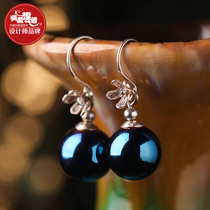 Phoenix Nirvana gem earrings design sense ethnic style 2021 new earrings black gallstone female temperament retro niche