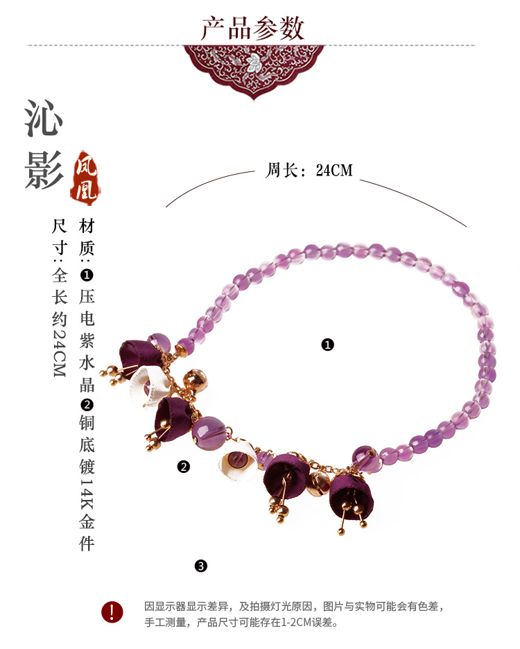 Bracelet de cheville Femme      en Amethyste - Ref 3102220 Image 10