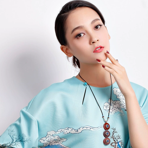 凤凰涅磐 Длинный свитер, ониксовый плетеный декор ручной работы, ожерелье, подвеска, аксессуар