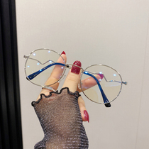 Anti-radiation glasses female flat mirror big frame male no degree anti-Blu-ray mobile phone computer glasses frame personality Net red model