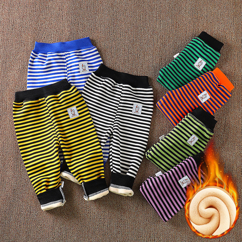 Baby warm pants plus velvet padded baby sanitary pants Cotton Boys single pants can be opened and worn for boys children