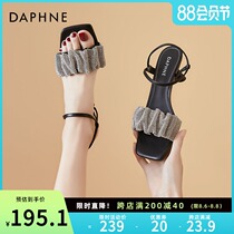 Daphne wine glass with sandals womens summer 2021 new fairy feng shui diamond with net red French small heels