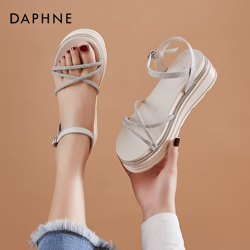 Daphne Water Drill Sandals Women Summer Flat Bottom 2022 New Fairy Wind Thick Bottom Truffle Shoes Woman with sandals