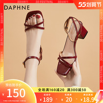 Daphne is lined with sandals women 2022 new summer Korean version 100 hitch heel coarse heel sandal temperament high heel shoes