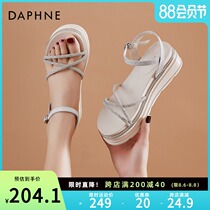 Daphne rhinestone sandals womens summer flat bottom 2021 new fairy wind thick-soled platform shoes womens word with sandals