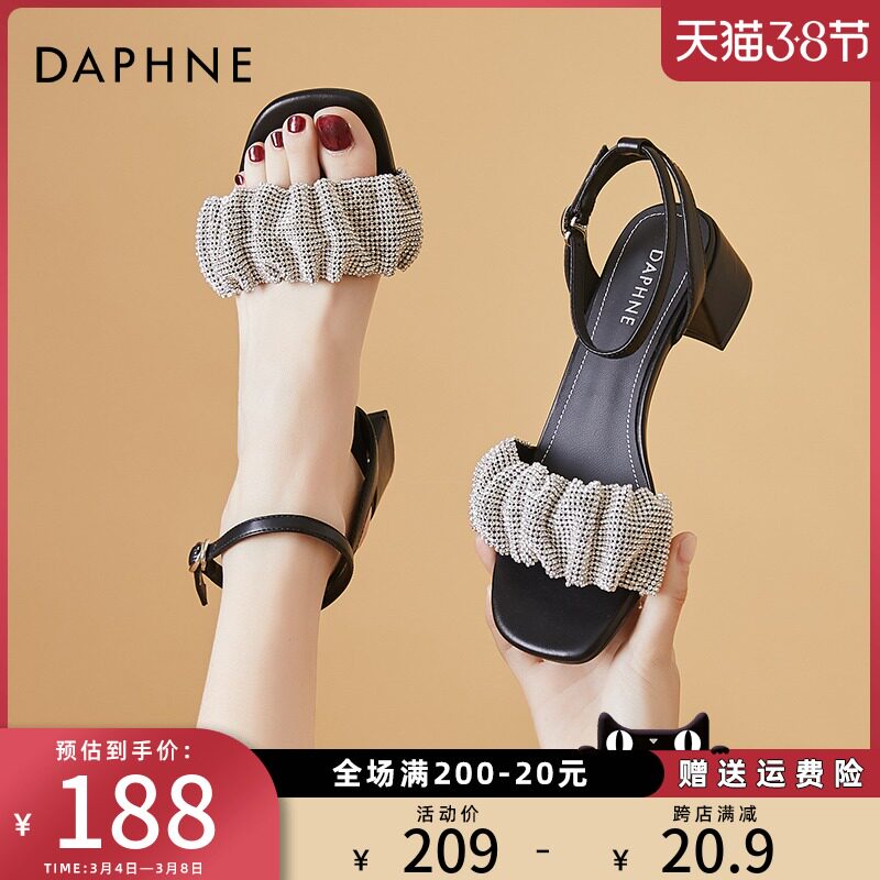 Daphne women's shoes Summer lined with sandals 2022 New water drill coarse heels with high heels women's dresses