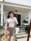 Момолентность [The Cream Cream Hanwei Tee] с непобедимым городом Love White Open Open Short -Короткие рукава