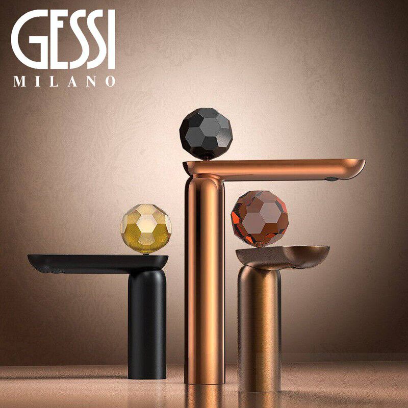 Italian Gessi Crystal Faucet Pearl Basin Copper Platinum Hot and Cold Art Under-Counter Basin Faucet