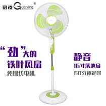 Guanling 16-inch iron leaf large wind silent floor fan household dormitory vertical shaking head with timing electric fan