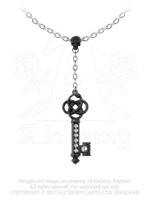 Out of print spot Alchemy P647 Claustramoris alert for self skeleton key white tin necklace