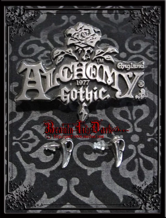 Британский алхимический подлинный E359 Rabeschadel Tin Goth Сова Skull Bird Head серьги