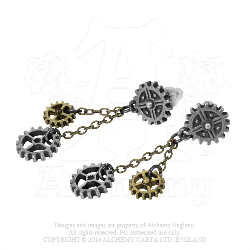 Редкий выпуск spot UK Alchemy E371Machine Head Steampunk Mechanical Gear White Tin Earrings